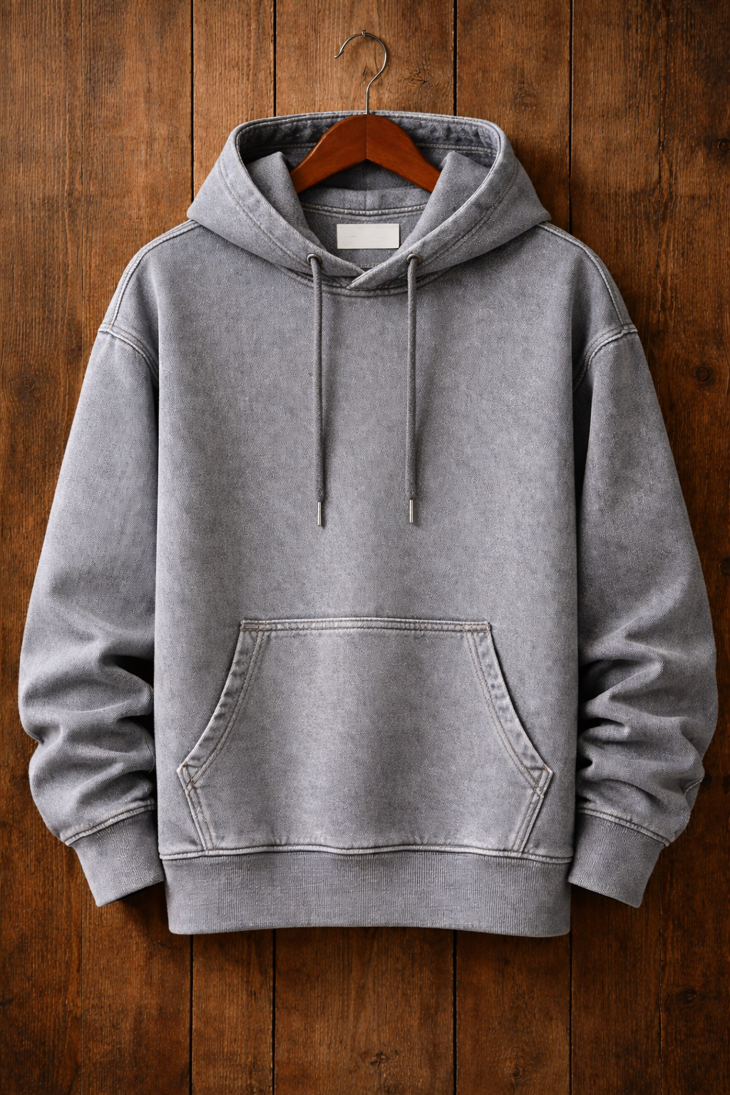 Tee Tall Mens Plain Pullover Denim Chambray Kangaroo Hoodie - TTDKH3