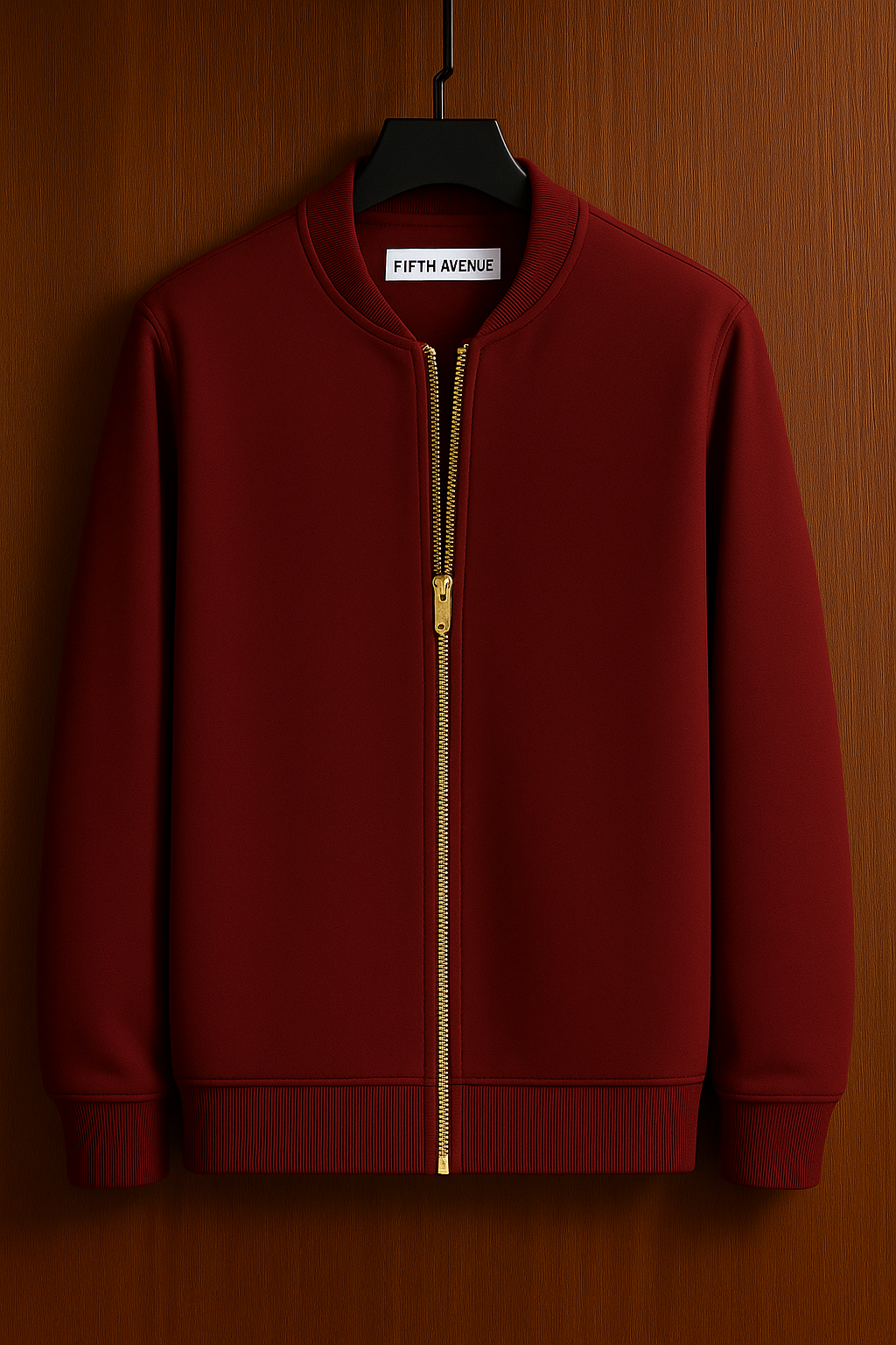 Mens Zip Up Bomber Jacket ZOHA - Maroon