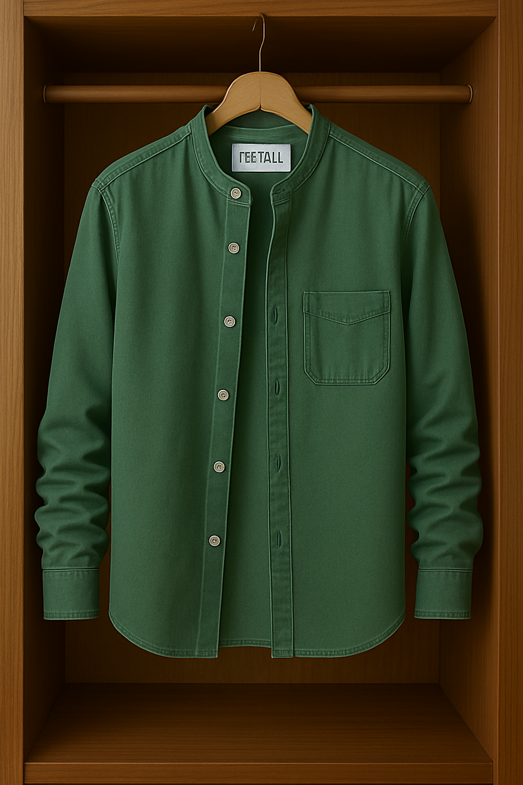 Mens Button Up Cotton Full Sleeve Shirt TTMBUS71 - Green