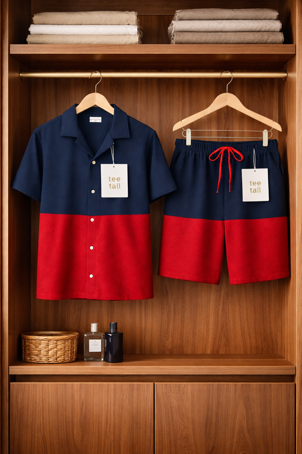 Mens Shorts + Cuban Shirt Set by Tee Tall - TTMSSUMS12