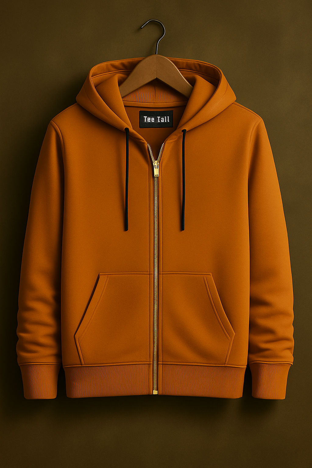 Tee Tall Mens Plain Zip Hooded Jacket TTGOZA - Orange