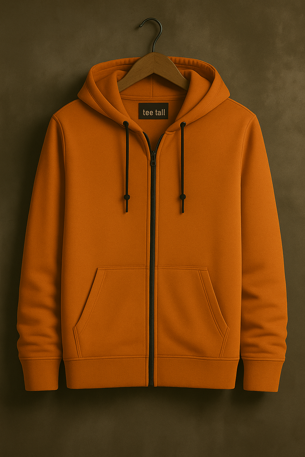 Tee Tall Mens Plain Zip Hooded Jacket TTZOJA - Orange
