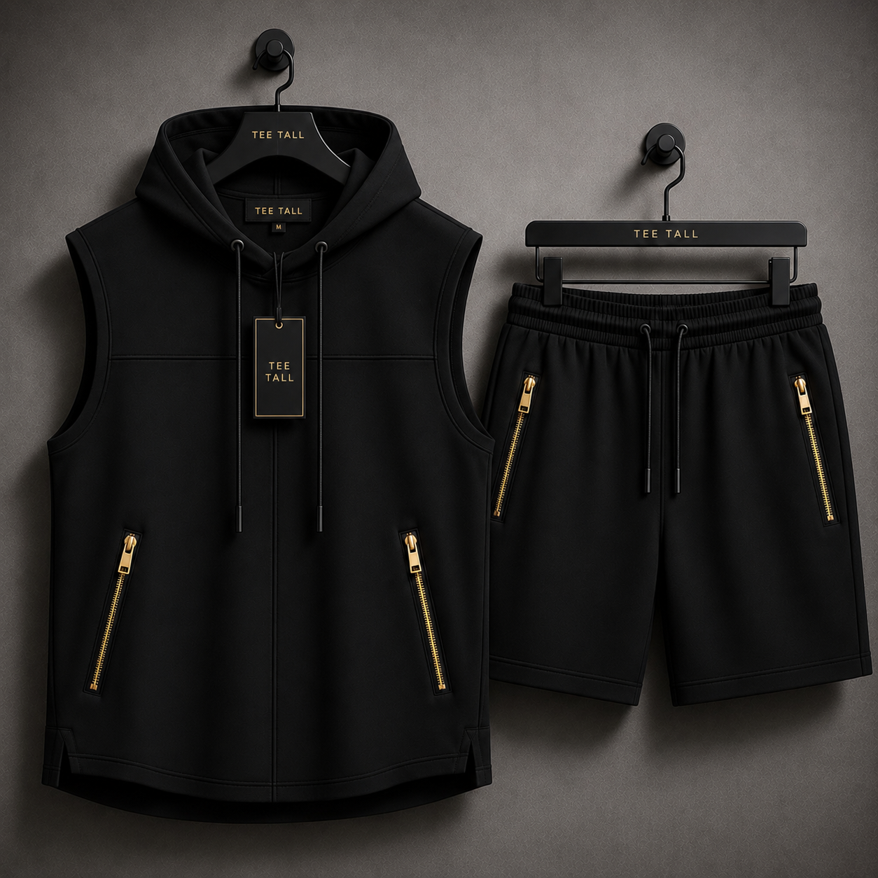Mens Sleeveless Hooded T-Shirt and Shorts Set - FAMTSS4