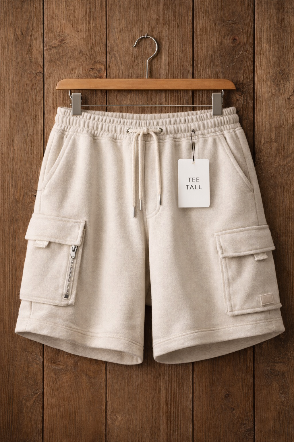 Mens Cotton Terry Cargo Shorts by Tee Tall - TTMCSH1 - Cream