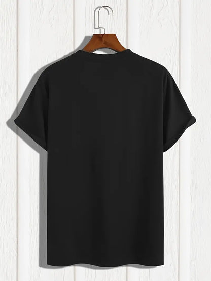 Mens Cotton Sticker Printed T-Shirt TTMPS151 - Black