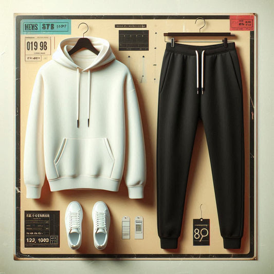 Mens Plain Hoodie and Pants Set by Tee Tall - MPHPSET1 - White Black