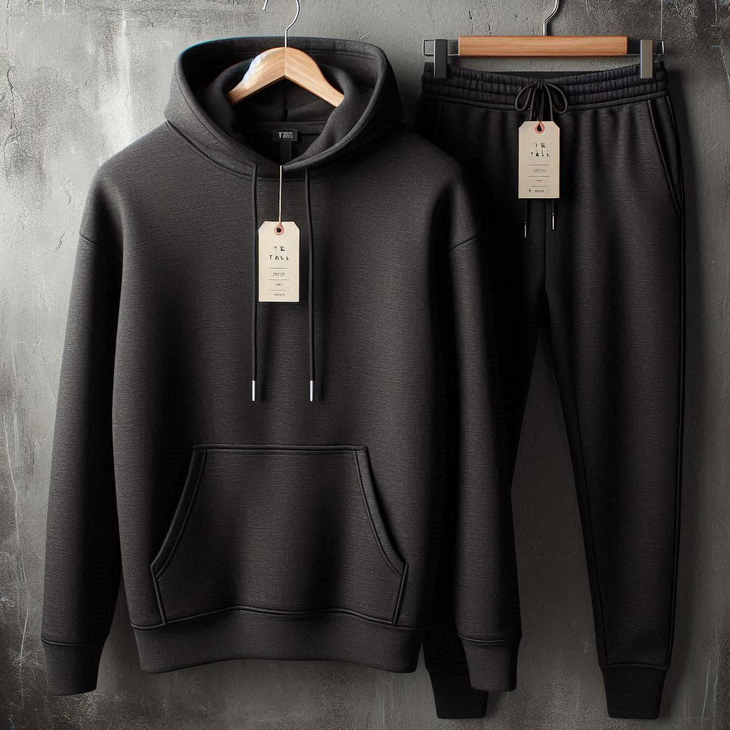 Mens Plain Hoodie and Pants Set by Tee Tall - MPHPSET1 - Charcoal Black