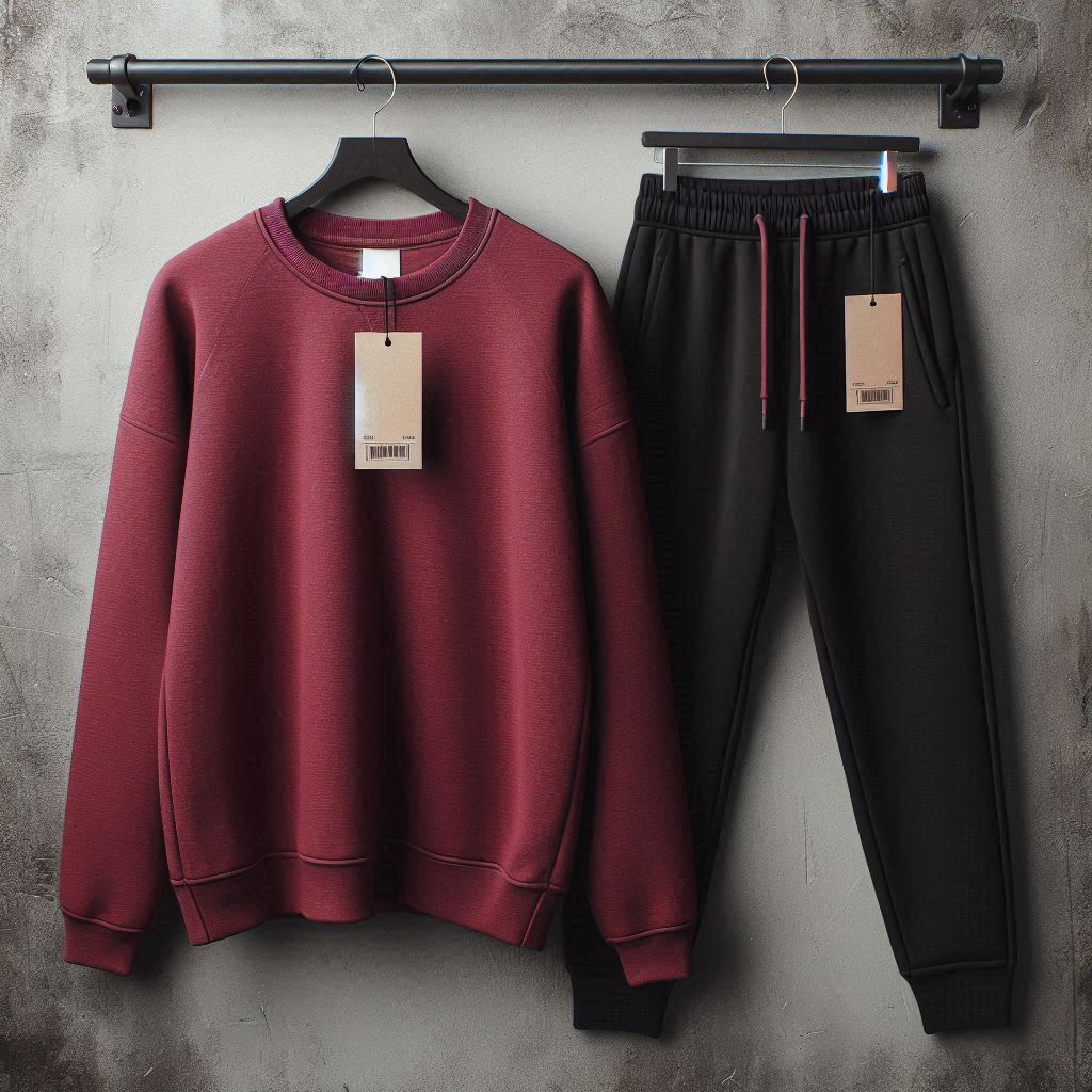 Mens Sweatshirt and Pants Set by Tee Tall - MSPSPLTT1 - Maroon Black