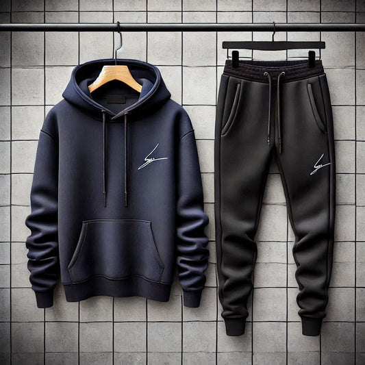 Mens Hoodie and Pants Set by Tee Tall - MHPSTT120 - Navy Blue Black