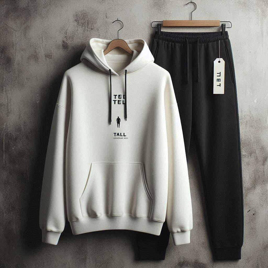 Mens Hoodie and Pants Set by Tee Tall - MHPSTT69 - White Black