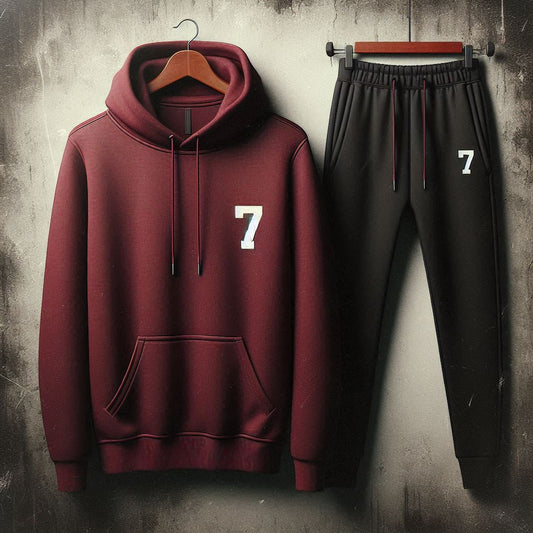 Mens Hoodie and Pants Set by Tee Tall - MHPSTT86 - Maroon Black