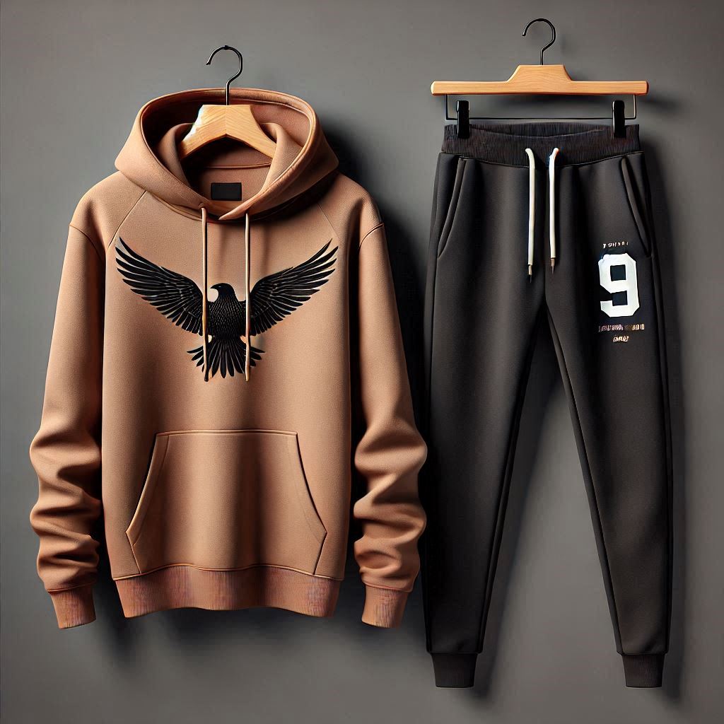 Mens Hoodie and Pants Set by Tee Tall - MHPSTT105 - Brown Black