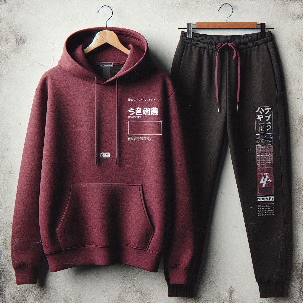 Mens Hoodie and Pants Set by Tee Tall - MHPSTT87 - Maroon Black