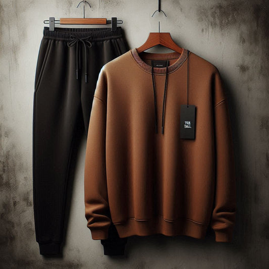 Mens Sweatshirt and Pants Set by Tee Tall - MSPSPLTT1 - Brown Black