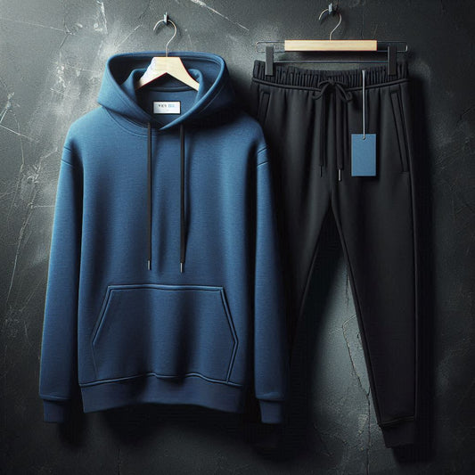 Mens Plain Hoodie and Pants Set by Tee Tall - MPHPSET1 - Royal Blue Black