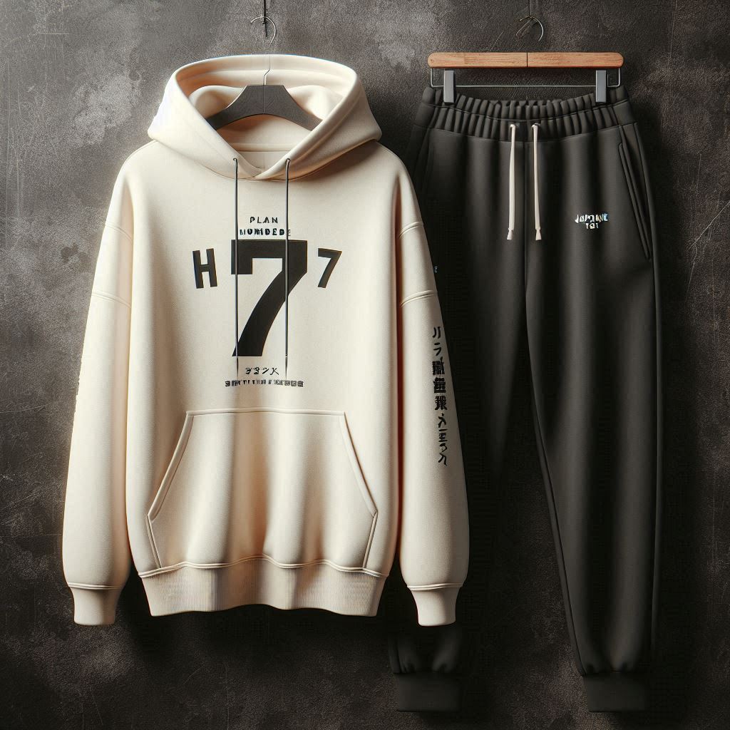 Mens Hoodie and Pants Set by Tee Tall - MHPSTT85 - Cream Black