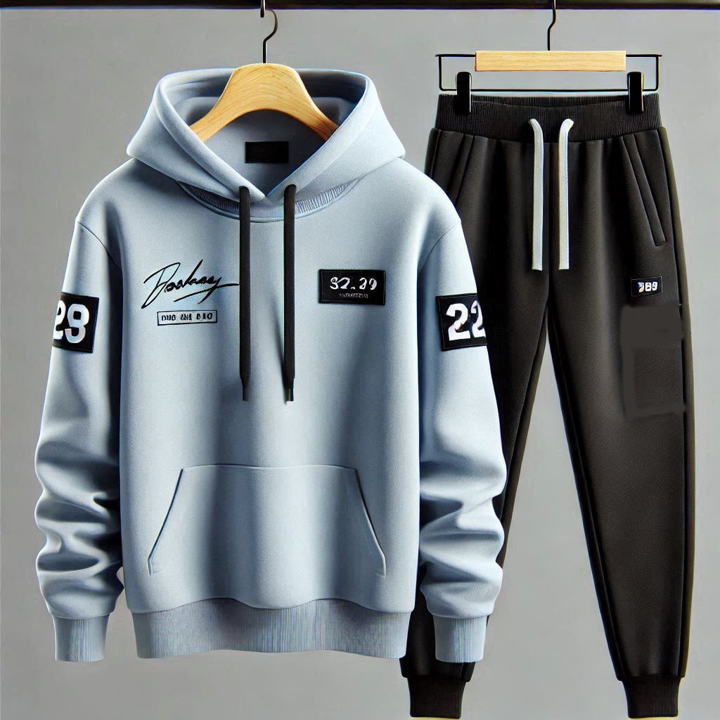 Mens Hoodie and Pants Set by Tee Tall - MHPSTT124 - Light Blue Black