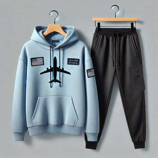 Mens Hoodie and Pants Set by Tee Tall - MHPSTT130 - Light Blue Black