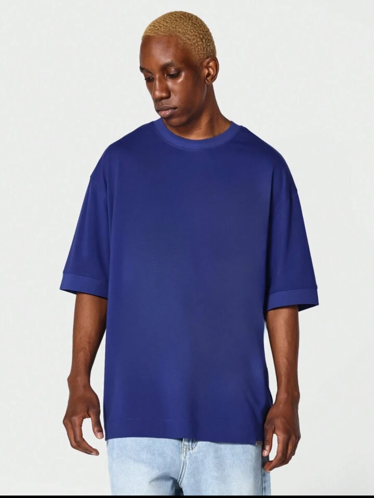 Mens Cotton Drop Shoulder Round Neck T-Shirt TTHSRNDST - Royal Blue