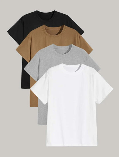 Mens 4 Plain Round Neck T-Shirt Bundle M4PTBU2