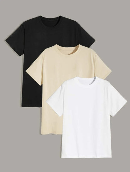 Mens 3 Plain Round Neck T-Shirt Bundle M3PTBU3