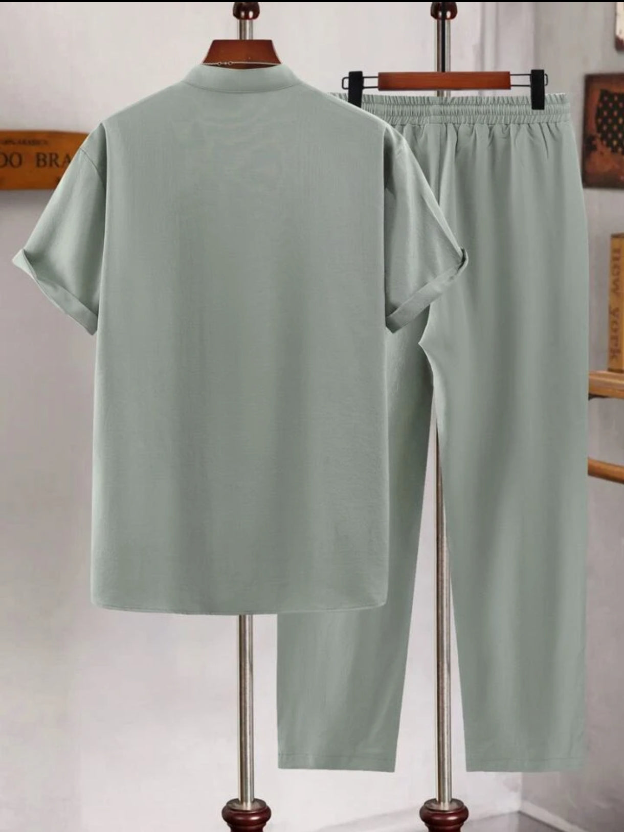 Mens Viscose Pants + Shirt Set - TTVMS2 - Green