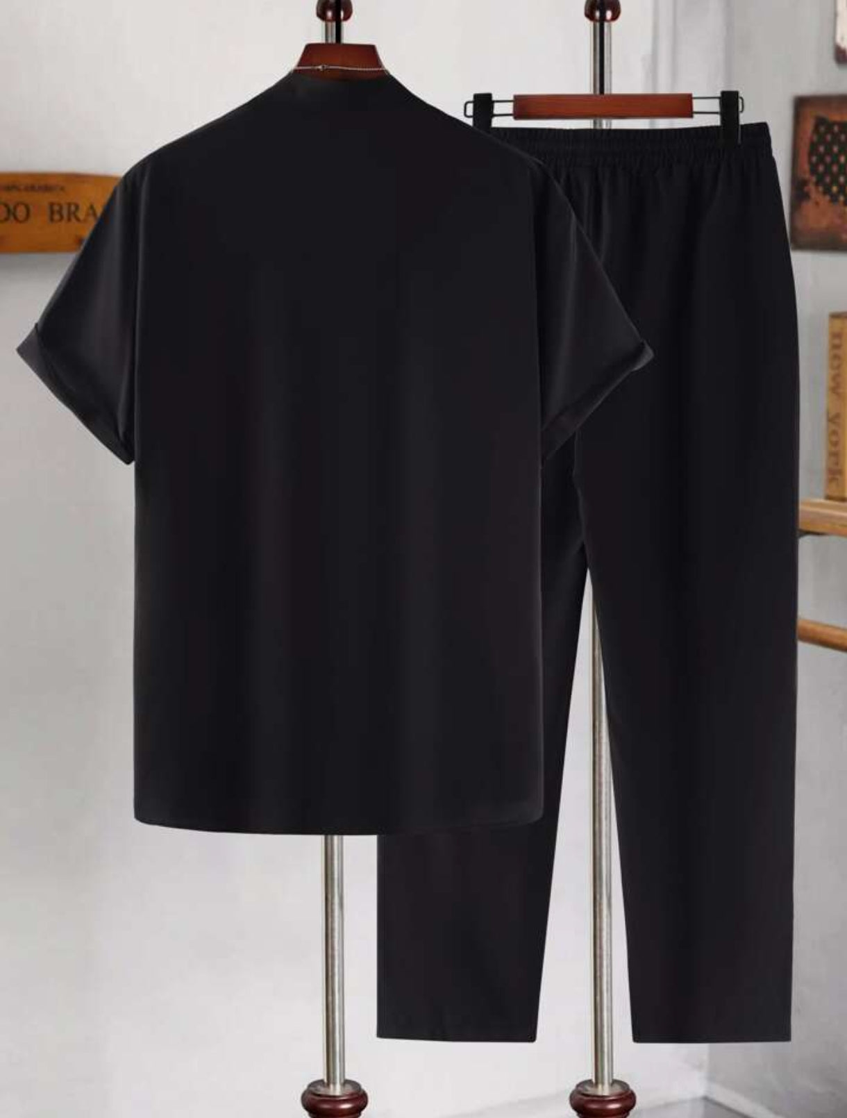 Mens Viscose Pants + Shirt Set - TTVMS2 - Black