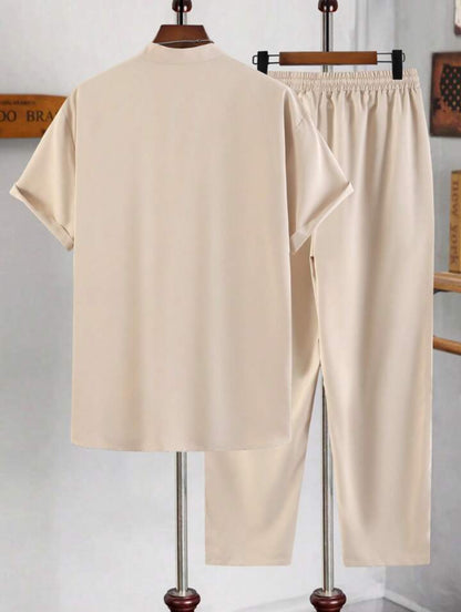 Mens Viscose Pants + Shirt Set - TTVMS2 - Cream