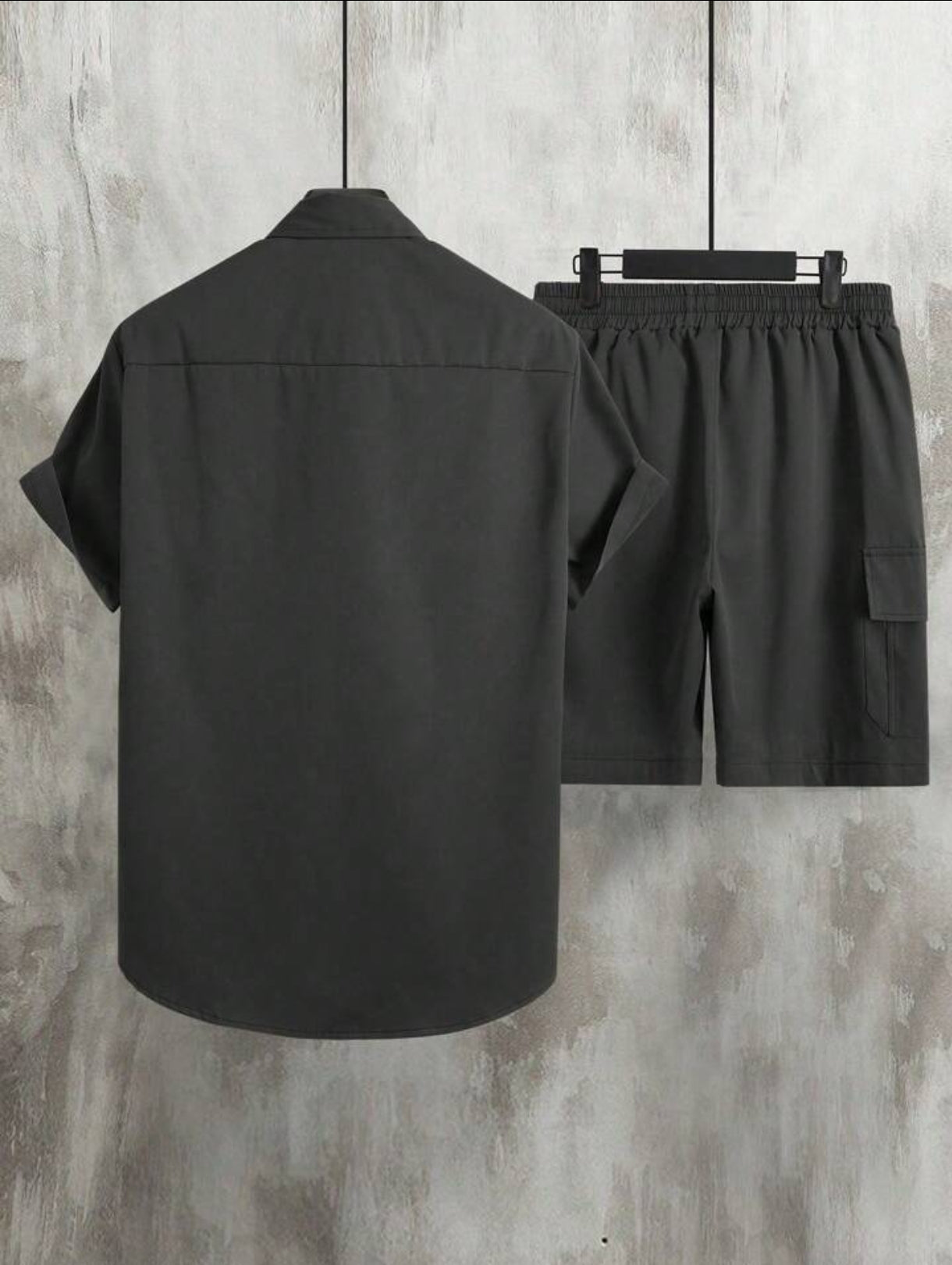 Mens Viscose Shorts + Shirt Set - TTVMS5 - Black