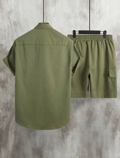 Mens Viscose Shorts + Shirt Set - TTVMS5 - Green