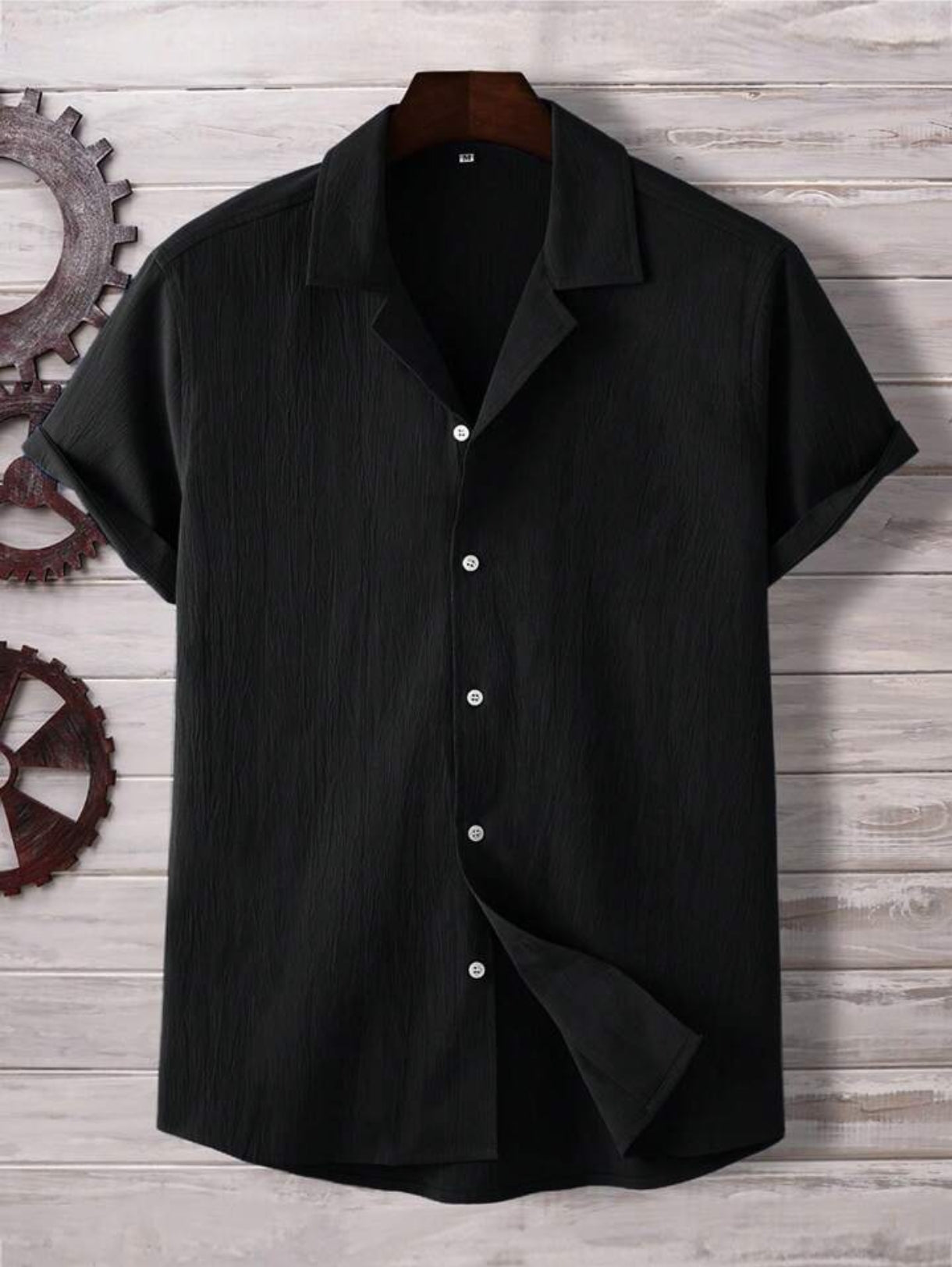 Mens Viscose Button Shirt - TTVMBS1 - Black