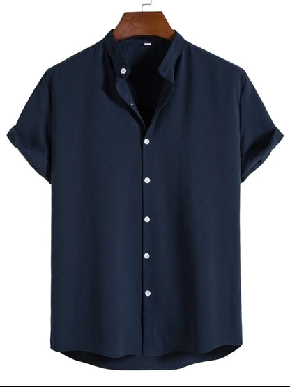 Mens Viscose Button Shirt - TTVMBS2 - Navy Blue