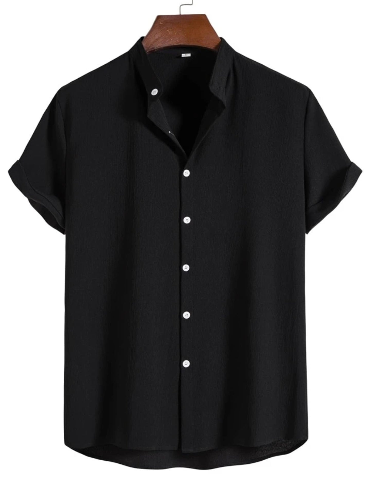 Mens Viscose Button Shirt - TTVMBS2 - Black