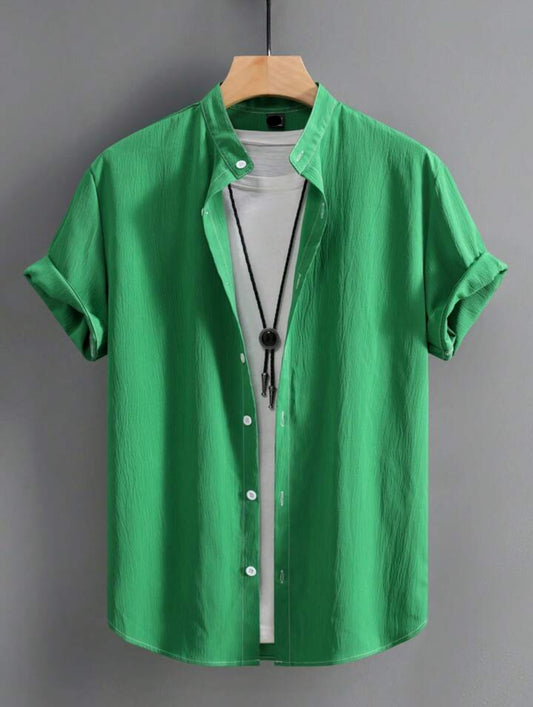 Mens Viscose Button Shirt - TTVMBS2 - Green