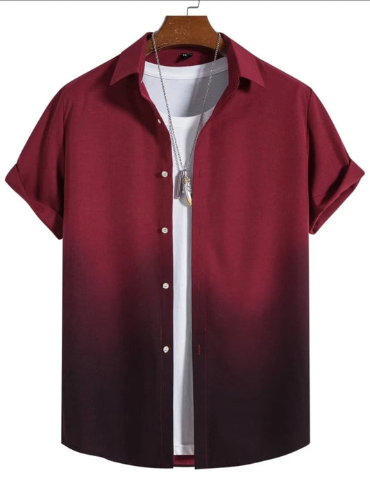 Mens Viscose Dual Tone Button Shirt - TTVMBS3 - Maroon Black