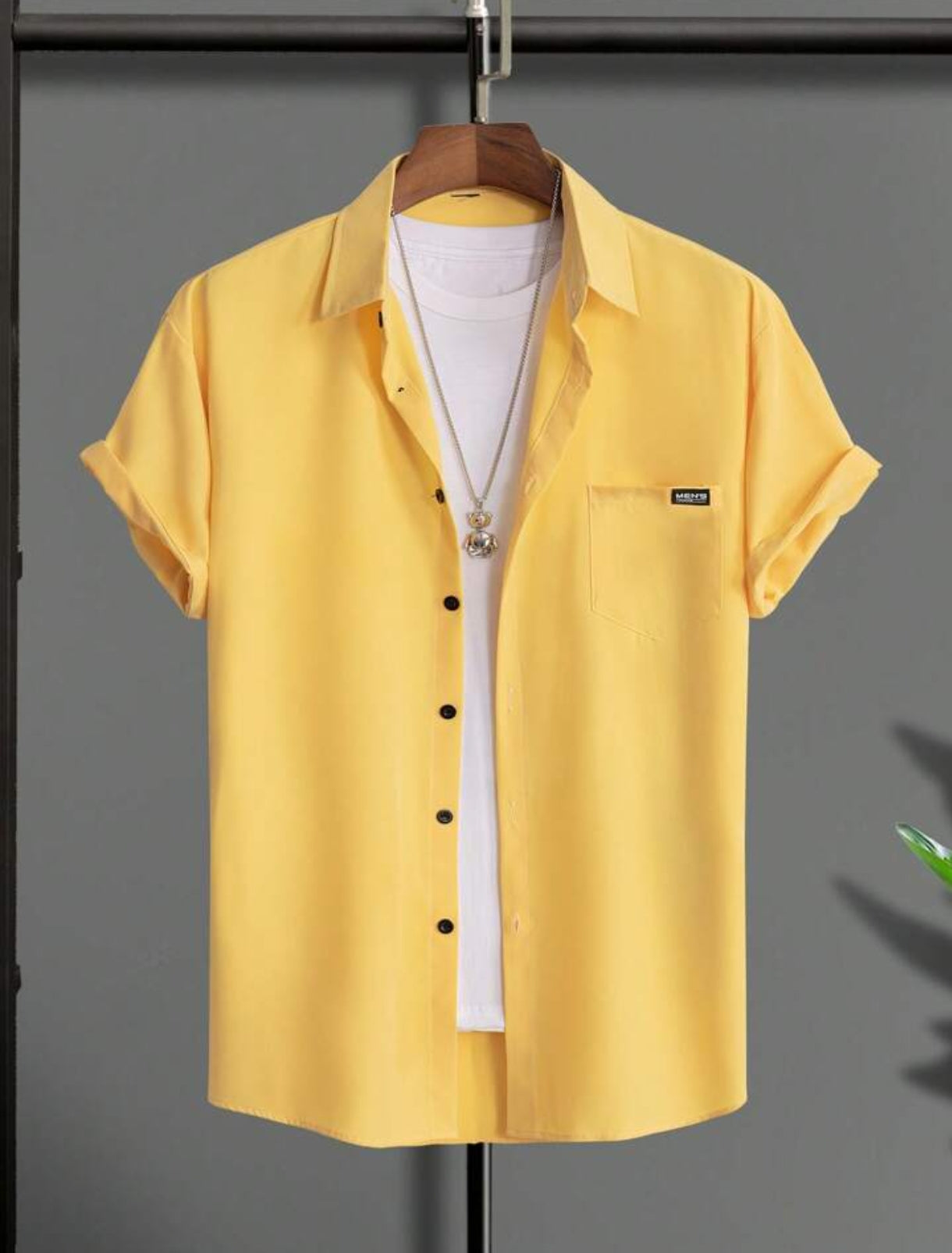 Mens Viscose Button Shirt - TTVMBS4 - Yellow