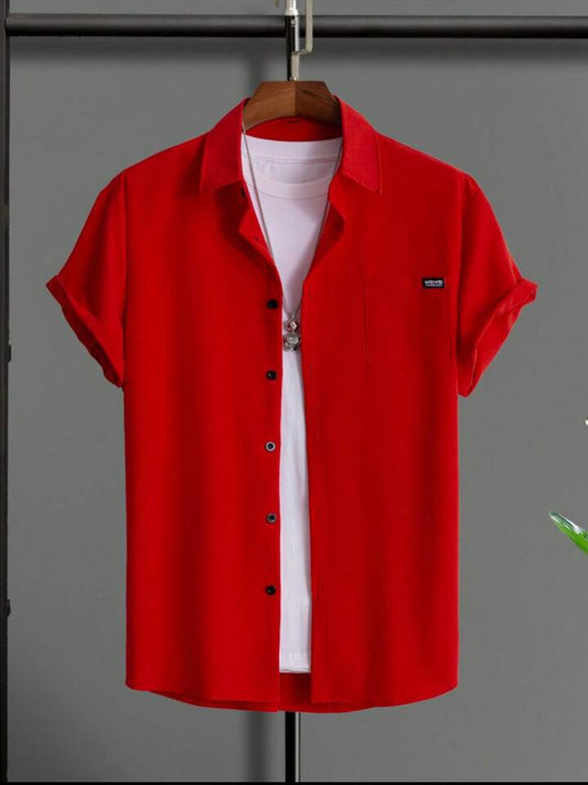 Mens Viscose Button Shirt - TTVMBS4 - Red