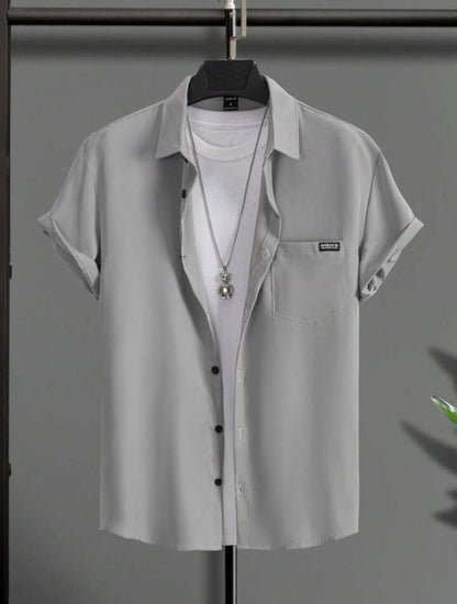 Mens Viscose Button Shirt - TTVMBS4 - Grey