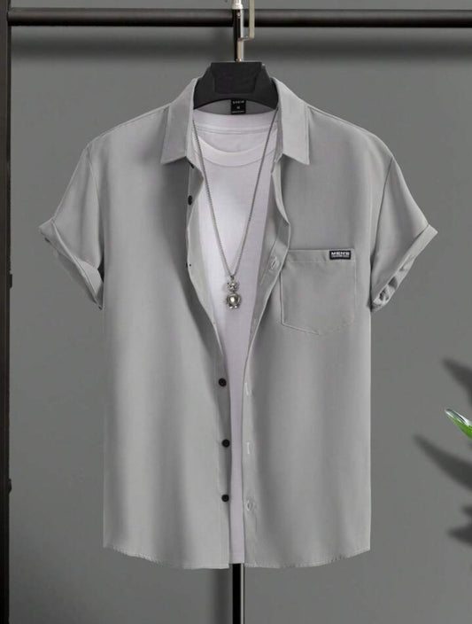 Mens Viscose Button Shirt - TTVMBS4 - Grey