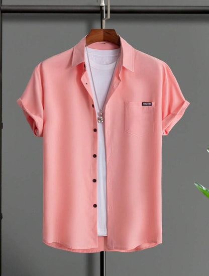 Mens Viscose Button Shirt - TTVMBS4 - Pink