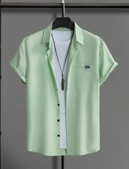 Mens Viscose Button Shirt - TTVMBS4 - Mint Green