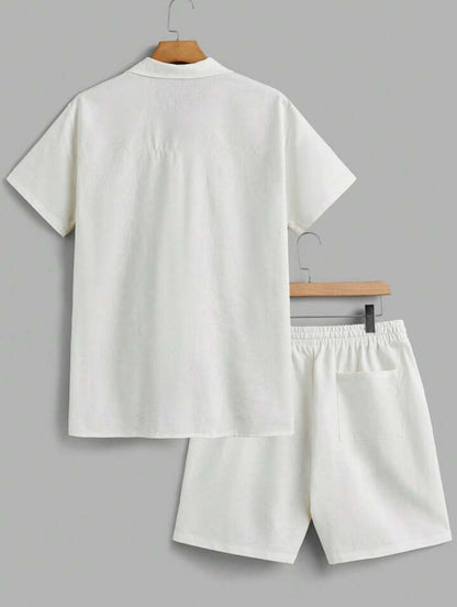 Mens Viscose Shorts + Shirt Set - TTVMS9 - White