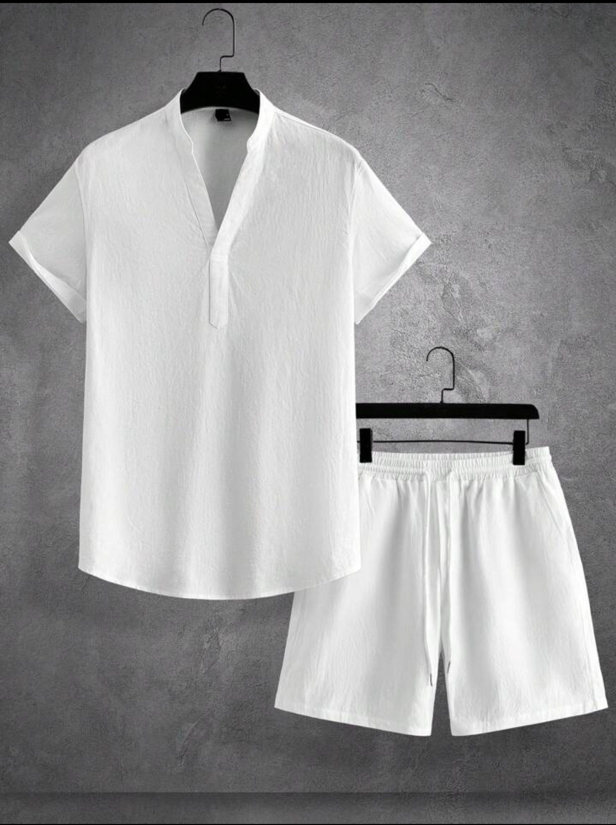 Mens Viscose Shorts + Shirt Set - TTVMS10 - White