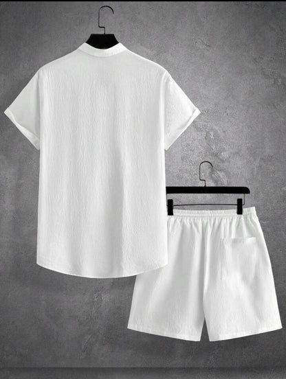 Mens Viscose Shorts + Shirt Set - TTVMS10 - White