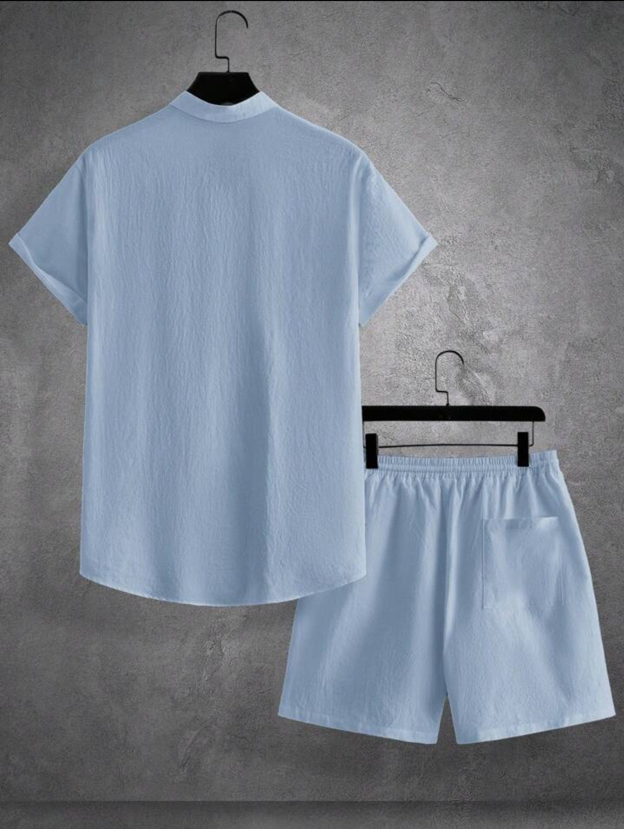 Mens Viscose Shorts + Shirt Set - TTVMS10 - Light Blue