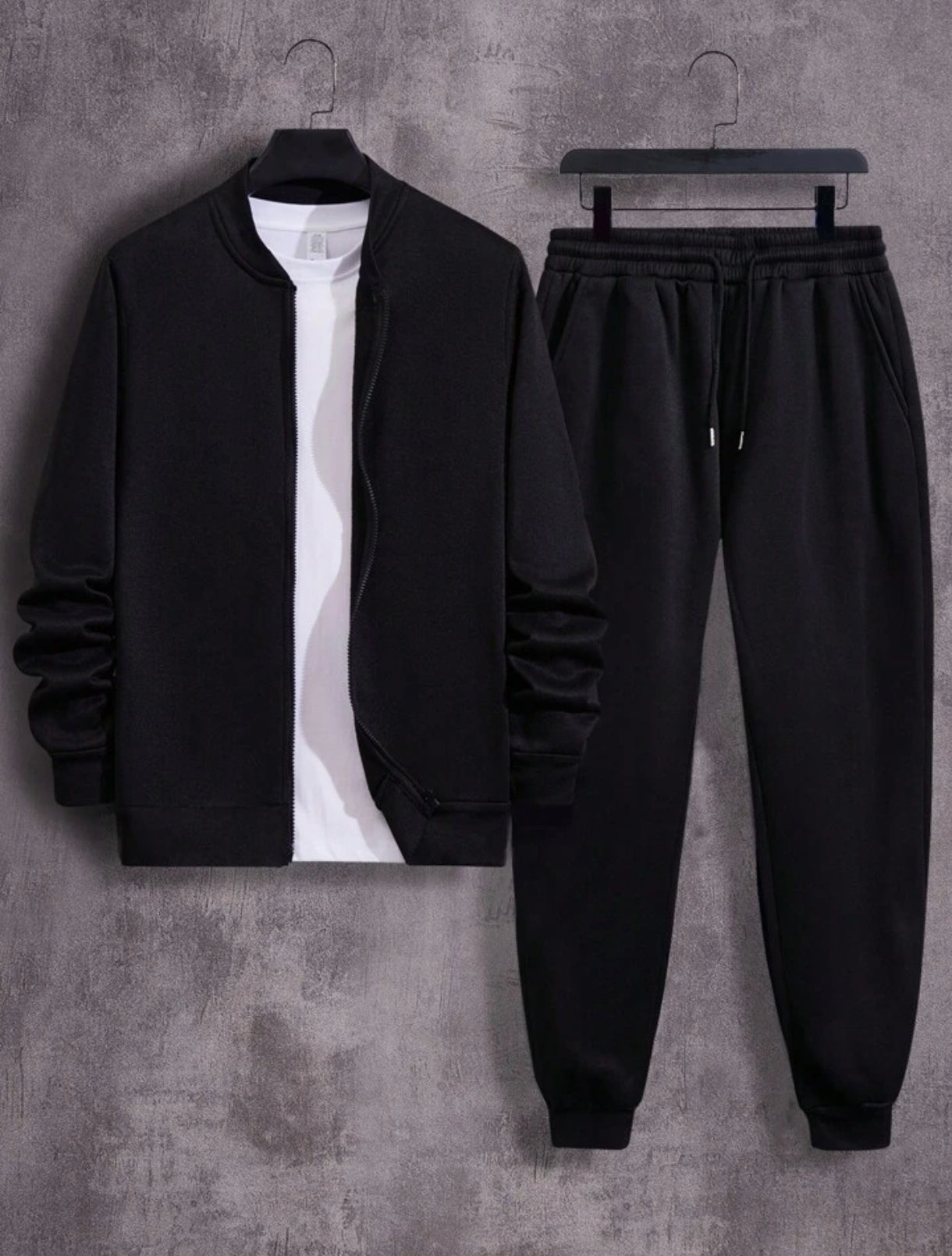 Mens Plain Bomber Jacket and Pants Set by Tee Tall - MPBOZJSET1 - Black