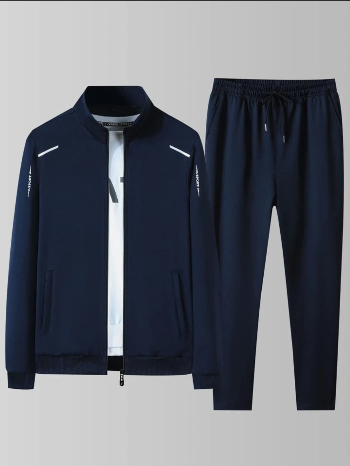 Mens Plain Zip Jacket and Pants Set by Tee Tall - MPBOZJSET2 - Navy Blue