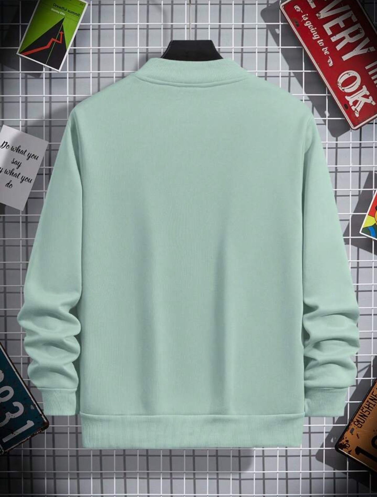 Tee Tall Mens Fleece Bomber ZODA Zip Jacket - Mint Green