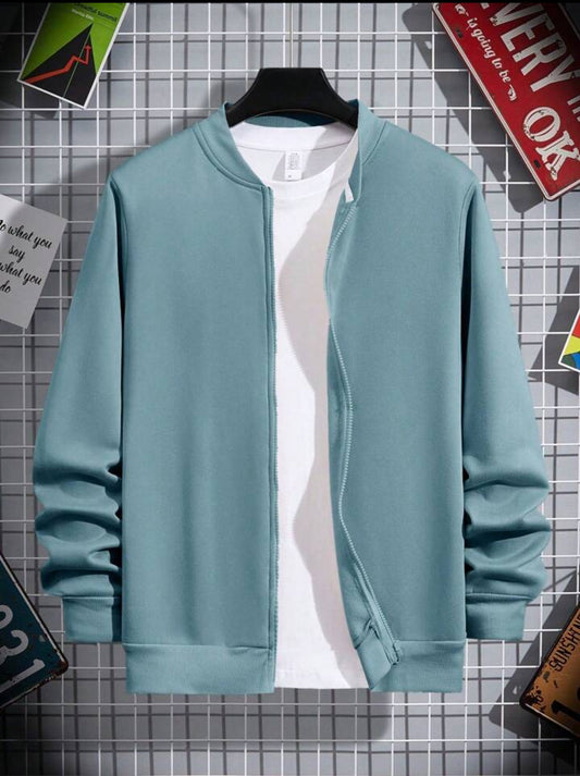 Tee Tall Mens Fleece Bomber ZODA Zip Jacket - Light Blue