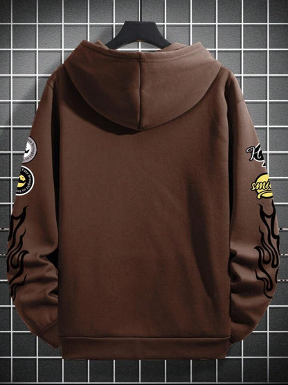 Tee Tall Mens Printed Kangaroo Hoodie TTMPKHPR20 - Brown